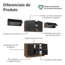 Armário de Cozinha Completa 280 x 60 cm Rustic/Preto Lux Madesa 02
