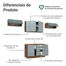Armário de Cozinha Completa 280 x 60 cm Rustic/Cinza Lux Madesa 02