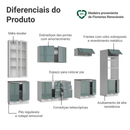 Armário de Cozinha Completa 340 x 60 cm Branco/Cinza Lux Madesa 04