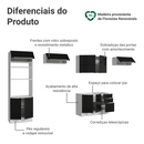 Armário de Cozinha Completa 350 x 60 cm Branco/Preto Lux Madesa 02
