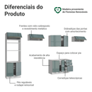 Armário de Cozinha Completa 350 x 60 cm Branco/Cinza Lux Madesa 02