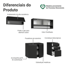 Armário de Cozinha Compacta 200 cm Suspenso Preto Nice Madesa 11