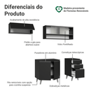 Armário de Cozinha Compacta 200 cm Preto Nice Madesa 13