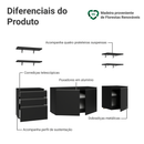 Armário de Cozinha Completa 240 cm Suspenso Preto Nice Madesa 10