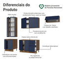 Armário de Cozinha Completa 270 cm Rustic/Azul Vik Madesa 05