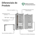 Conjunto Home Office 2 Armários com Espelhos Neo 1 Escrivaninha 2 Prateleiras Branco Madesa