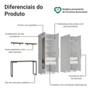 Conjunto Home Office 2 Armários Neo com Espelhos 1 Escrivaninha 2 Prateleiras Branco/Rustic Madesa