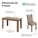 Conjunto Sala de Jantar Magnólia Mesa Tampo de Vidro 4 Cadeiras Rustic/Crema/Sintético Bege Madesa