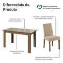 Conjunto Sala de Jantar Vanilla Mesa Tampo de Vidro 4 Cadeiras Rustic/Crema/Suede Imperial Madesa