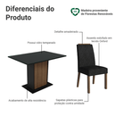 Conjunto Sala de Jantar Tampo de Vidro 4 Cadeiras Rustic/Preto/Oxford Jasmin Madesa