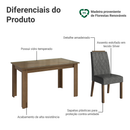 Conjunto Sala de Jantar Tampo de Vidro 4 Cadeiras Rustic/Silver Pétala Madesa