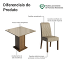 Conjunto Sala de Jantar Tampo de Vidro 4 Cadeiras Rustic/Crema/Imperial Sálvia Madesa