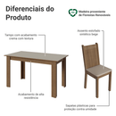 Conjunto Sala de Jantar Amora Mesa Tampo de Madeira 4 Cadeiras Rustic/Crema/Sintético Bege Madesa