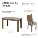 Conjunto Sala de Jantar Amora Mesa Tampo de Madeira 4 Cadeiras Rustic/Crema/Floral Hibiscos Madesa
