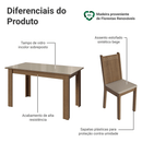 Conjunto Sala de Jantar Avelã Mesa Tampo de Vidro 4 Cadeiras Rustic/Crema/Sintético Bege Madesa