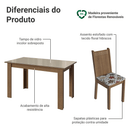 Conjunto Sala de Jantar Avelã Mesa Tampo de Vidro 4 Cadeiras Rustic/Crema/Floral Hibiscos Madesa