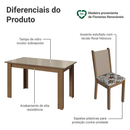 Conjunto Sala de Jantar Elóra Mesa Tampo de Vidro 6 Cadeiras Rustic/Crema/Floral Hibiscos Madesa