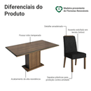 Conjunto Sala de Jantar Tampo de Vidro 6 Cadeiras Rustic/Oxford Dália Madesa