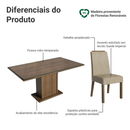 Conjunto Sala de Jantar Tampo de Vidro 6 Cadeiras Rustic/Imperial Dália Madesa