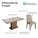 Conjunto Sala de Jantar Tampo de Vidro 6 Cadeiras Rustic/Crema/Imperial Dália Madesa