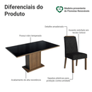 Conjunto Sala de Jantar Tampo de Vidro 6 Cadeiras Rustic/Preto/Oxford Dália Madesa