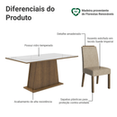 Conjunto Sala de Jantar Tampo de Vidro 6 Cadeiras Rustic/Branco/Imperial Tulipa Madesa