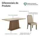 Conjunto Sala de Jantar Tampo de Vidro 6 Cadeiras Rustic/Crema/Imperial Tulipa Madesa