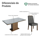 Conjunto Sala de Jantar Tampo de Vidro 6 Cadeiras Rustic/Cinza/Silver Azaleia Madesa