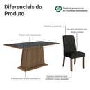 Conjunto Sala de Jantar Tampo de Vidro 6 Cadeiras Rustic/Preto/Oxford Peônia Madesa