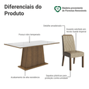 Conjunto Sala de Jantar Tampo de Vidro 6 Cadeiras Rustic/Branco/Imperial Avenca Madesa