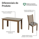 Conjunto Sala de Jantar Lucena Mesa Tampo de Madeira 6 Cadeiras Rustic/Crema/Floral Hibiscos Madesa