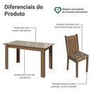 Conjunto Sala de Jantar Cereja Mesa Tampo de Vidro 6 Cadeiras Rustic/Crema/Bege Marrom Madesa