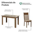 Conjunto Sala de Jantar Mocha Mesa Tampo de Vidro 6 Cadeiras Rustic/Crema/Sintético Bege Madesa