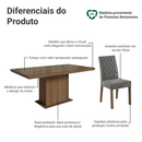 Conjunto Sala de Jantar Tampo com Vidro 6 Cadeiras Rustic/Silver Dinan Madesa