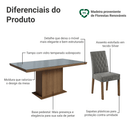 Conjunto Sala de Jantar Tampo com Vidro 6 Cadeiras Rustic/Cinza/Silver Dinan Madesa