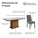 Conjunto Sala de Jantar Tampo com Vidro 6 Cadeiras Rustic/Branco/Silver Dinan Madesa