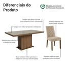 Conjunto Sala de Jantar Tampo com Vidro 6 Cadeiras Rustic/Crema/Imperial Dinan Madesa