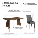Conjunto Sala de Jantar Tampo de Madeira 6 Cadeiras Rustic/Silver Sarlat Madesa