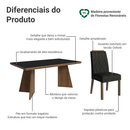 Conjunto Sala de Jantar Tampo de Madeira 6 Cadeiras Rustic/Preto/Oxford Sarlat Madesa