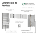 Quarto Infantil com 2 Guarda-Roupas com Espelhos Neo 3 Aéreos 1 Mesa de Cabeceira Branco Madesa