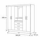 Guarda-Roupa Solteiro 4 Portas com Espelho 3 Gavetas Capri Moval