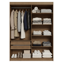 Guarda-Roupa Solteiro 4 Portas Batentes Rustic/Preto/Rustic Venus Madesa