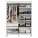 Guarda-Roupa Solteiro com Pés 4 Portas Batentes com Espelho Branco/Branco/Preto Venus Madesa