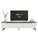 Rack para TV até 75 Polegadas 180 cm 2 Portas 1 Gaveta Rustic/Branco Dune Madesa