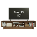 Rack para TV até 80 Polegadas 218 cm 2 Portas Rustic/Preto Glamy Madesa