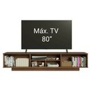 Rack Suspenso para TV até 80 Polegadas 218 cm 2 Portas Rustic/Preto Lux Madesa