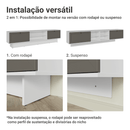 Rack Suspenso para TV até 80 Polegadas 218 cm 2 Portas Branco/Cinza Vik Madesa