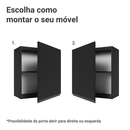 Armário Aéreo 60 cm 1 Porta Preto Nice Madesa