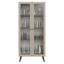 Cristaleira 70 cm 2 Portas de Vidro com Pés Cônicos Rustic/Crema/Rustic Vik Madesa