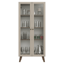 Cristaleira 70 cm 2 Portas de Vidro com Pés Trapézio Rustic/Crema/Rustic Vik Madesa